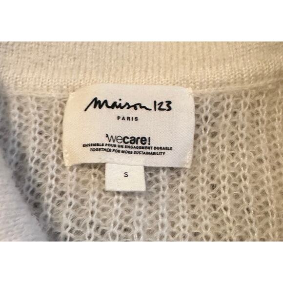 Maison 123 Paris Cream Button Collared Mohair Sweater, Size Small - Picture 3 of 5